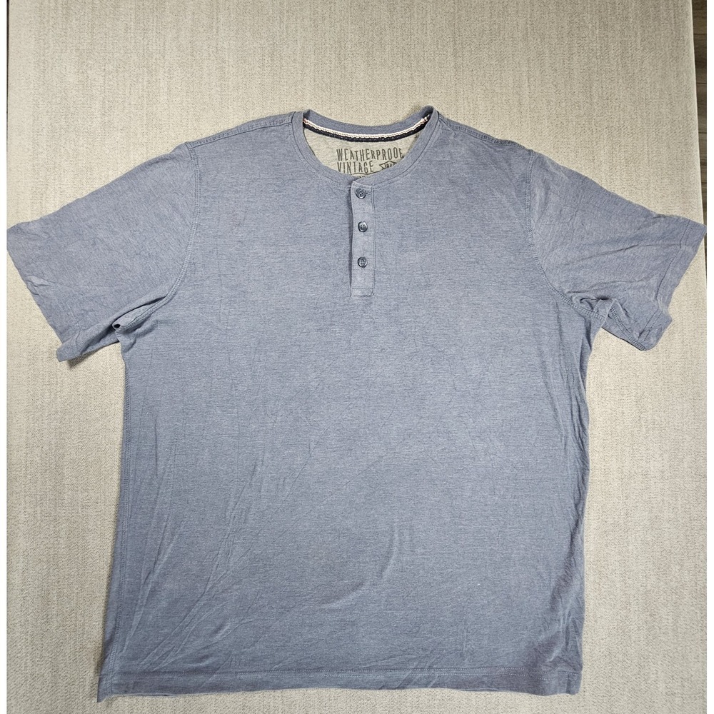 Weatherproof Vintage Mens Polo Round‎ Neck Blue Button Down Blue Sz Xxl